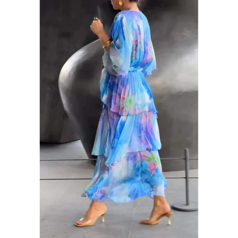 Friede - Damen Wickelkleid Mit Lagenmuster