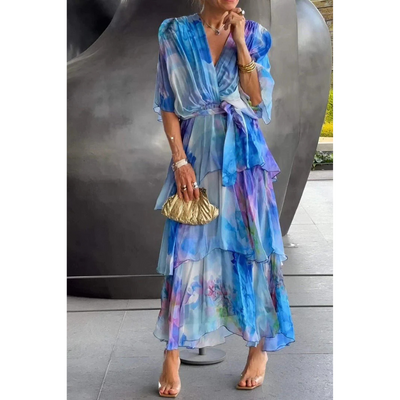 Friede - Damen Wickelkleid Mit Lagenmuster