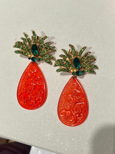 Grüner Perlenohrring mit goldenen Akzenten Für Frauen