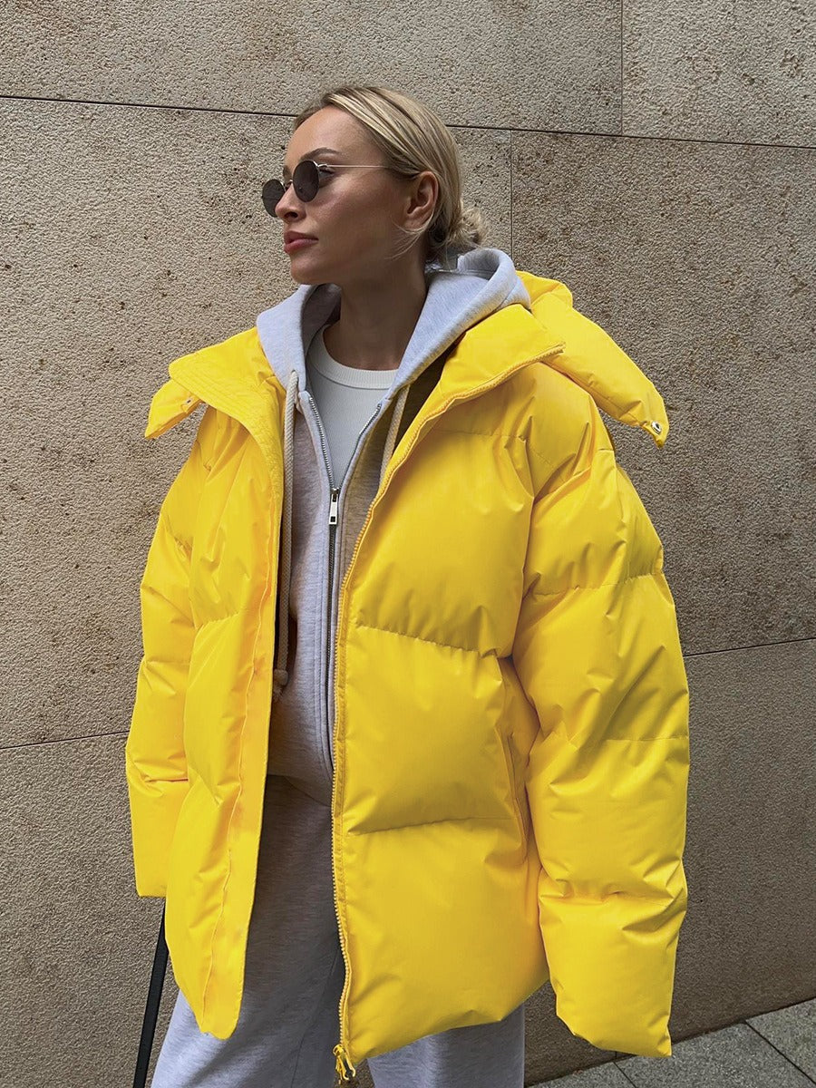 Puffer-Winterjacke mit Kapuze für Frauen