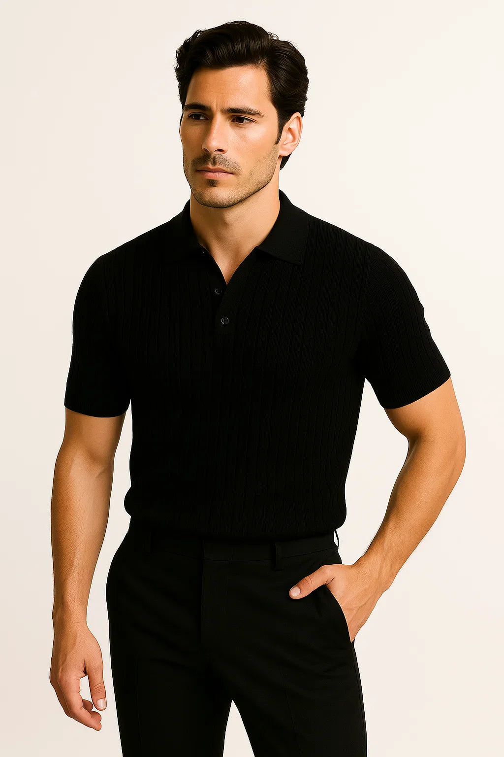 Geripptes Herren Poloshirt