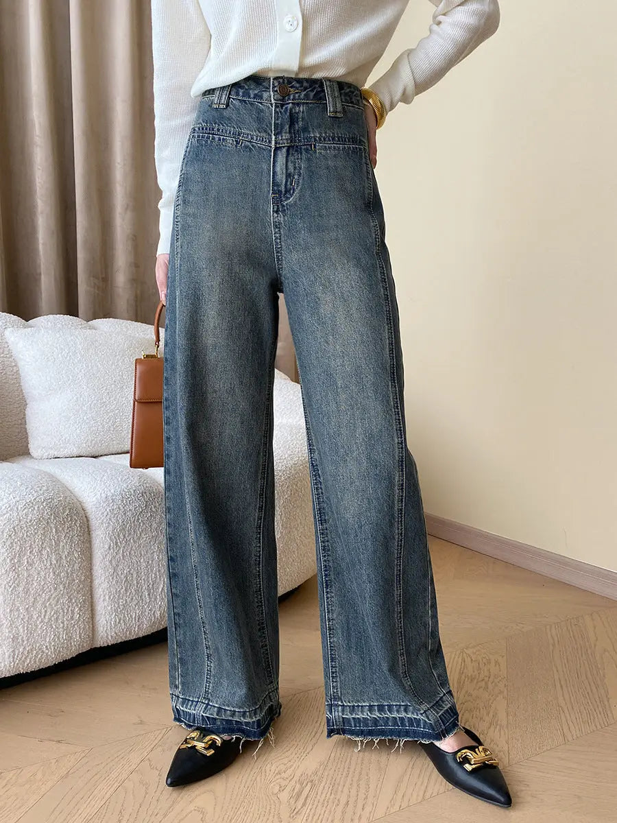 Gesine - Vintage Denim Wide Leg Jeans mit Knöpfen