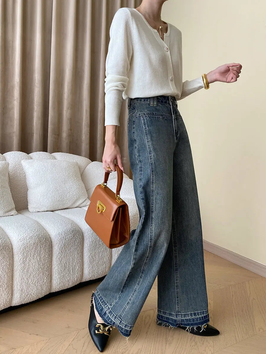 Gesine - Vintage Denim Wide Leg Jeans mit Knöpfen