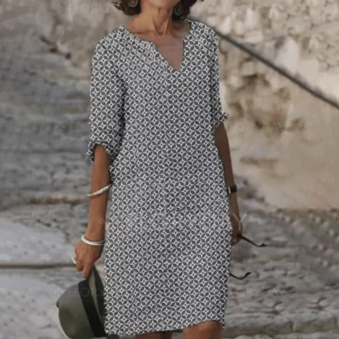 V-Ausschnitt Bedrucktes Midikleid für Damen