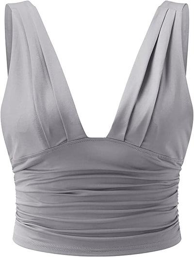 Damen V-Ausschnitt Top ärmellos – Figurbetont & Elegant