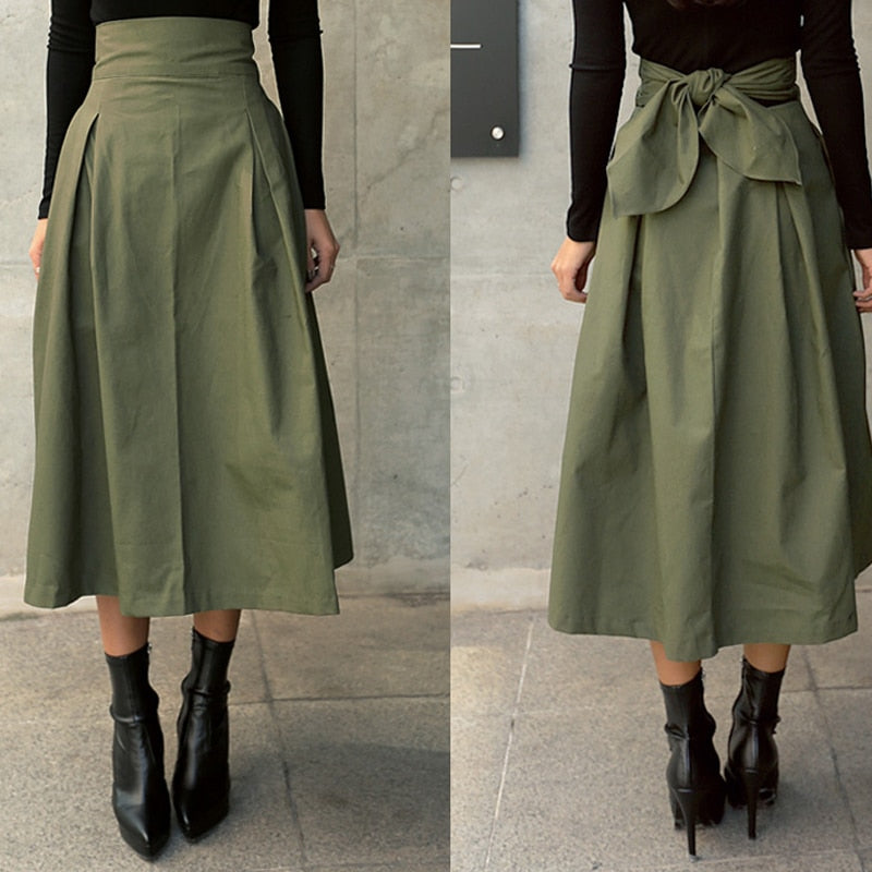 Damen Midi-Rock mit hoher Taille