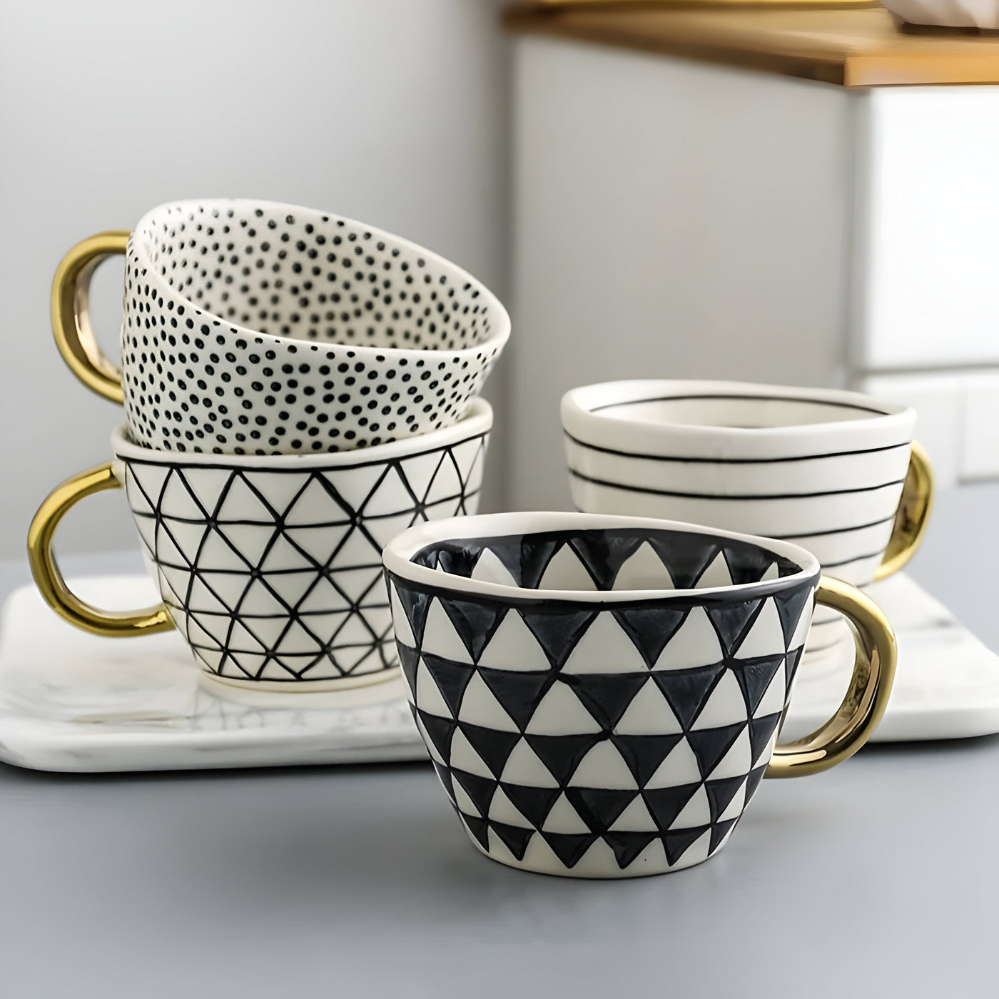 GeoSip Cup - Unregelmäßige Geometrische Keramik-Kaffeetasse