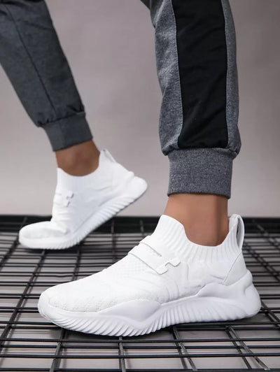 Hannes – Slip-On Herrenschuhe Weiß Mesh Lässig Atmungsaktiv