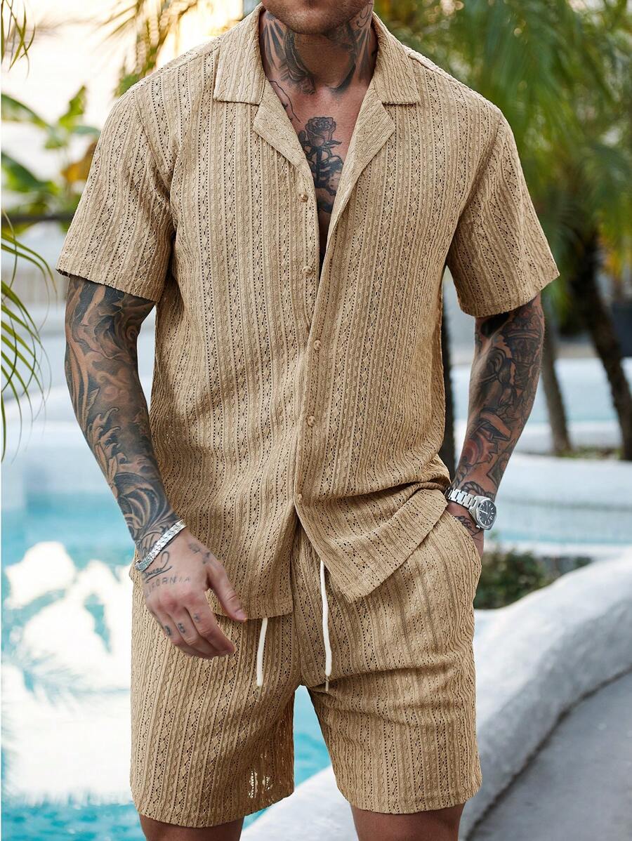 Hartmut – Herren Zweiteiler Set Mit Knopfhemd Und Shorts