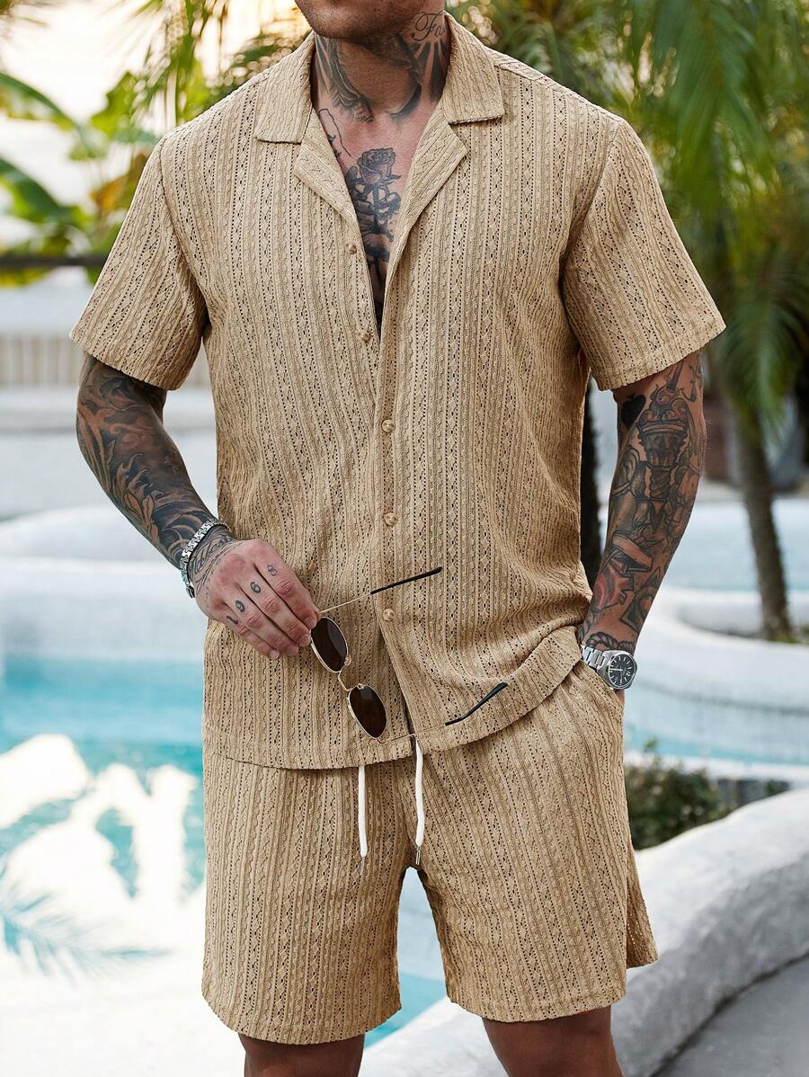 Hartmut – Herren Zweiteiler Set Mit Knopfhemd Und Shorts