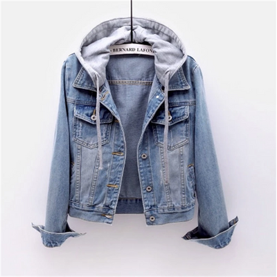 Damen Casual Übergangsjacke Jeansjacke | Mit Kapuze
