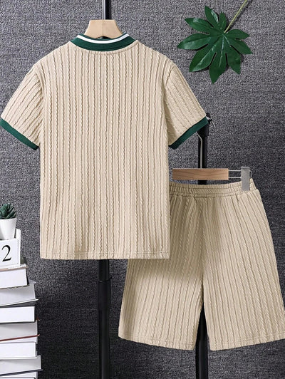 Helmut – Herren Sportset T-Shirt Und Shorts Kontrast Design