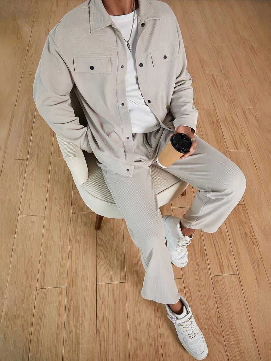 Hermann – Herren Jacquard Freizeitanzug Mit Waffelmuster Struktur