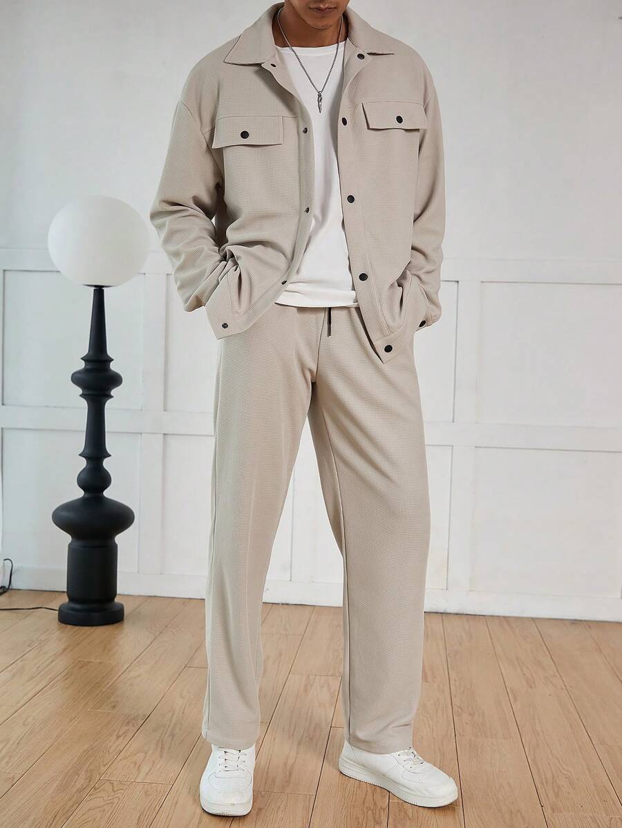 Hermann – Herren Jacquard Freizeitanzug Mit Waffelmuster Struktur