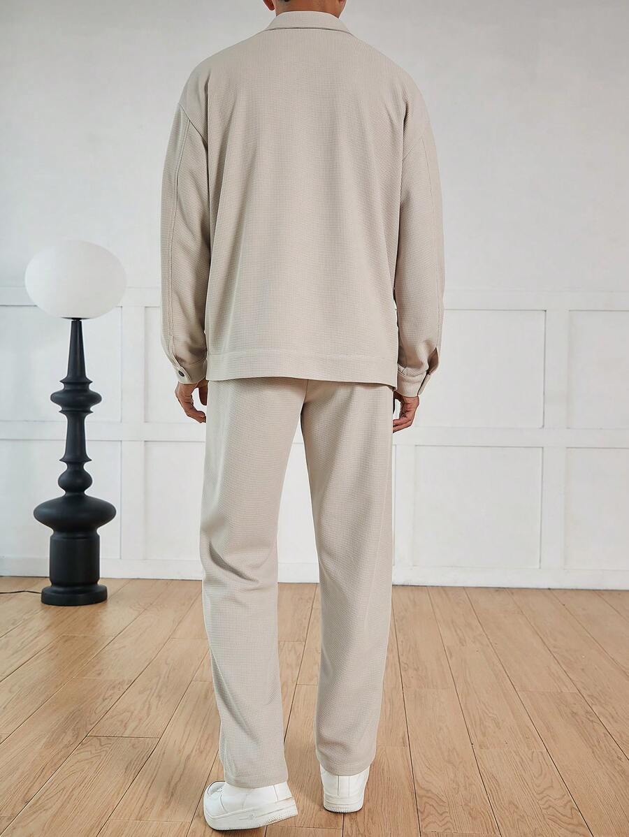 Hermann – Herren Jacquard Freizeitanzug Mit Waffelmuster Struktur