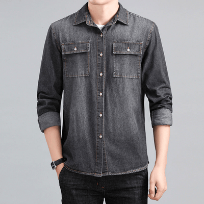 Herren Denim Hemd Baumwolle Casual Stil
