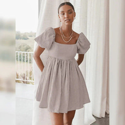 Vintage Minikleid mit Puffärmeln und nostalgischem Charme für Frauen