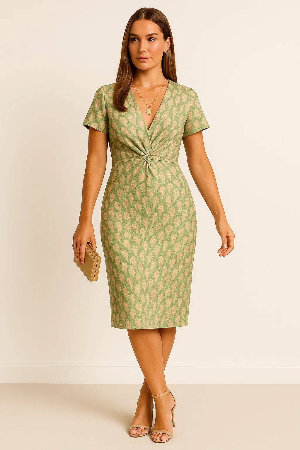 Hochzeitsgast Kleid mit V-Ausschnitt