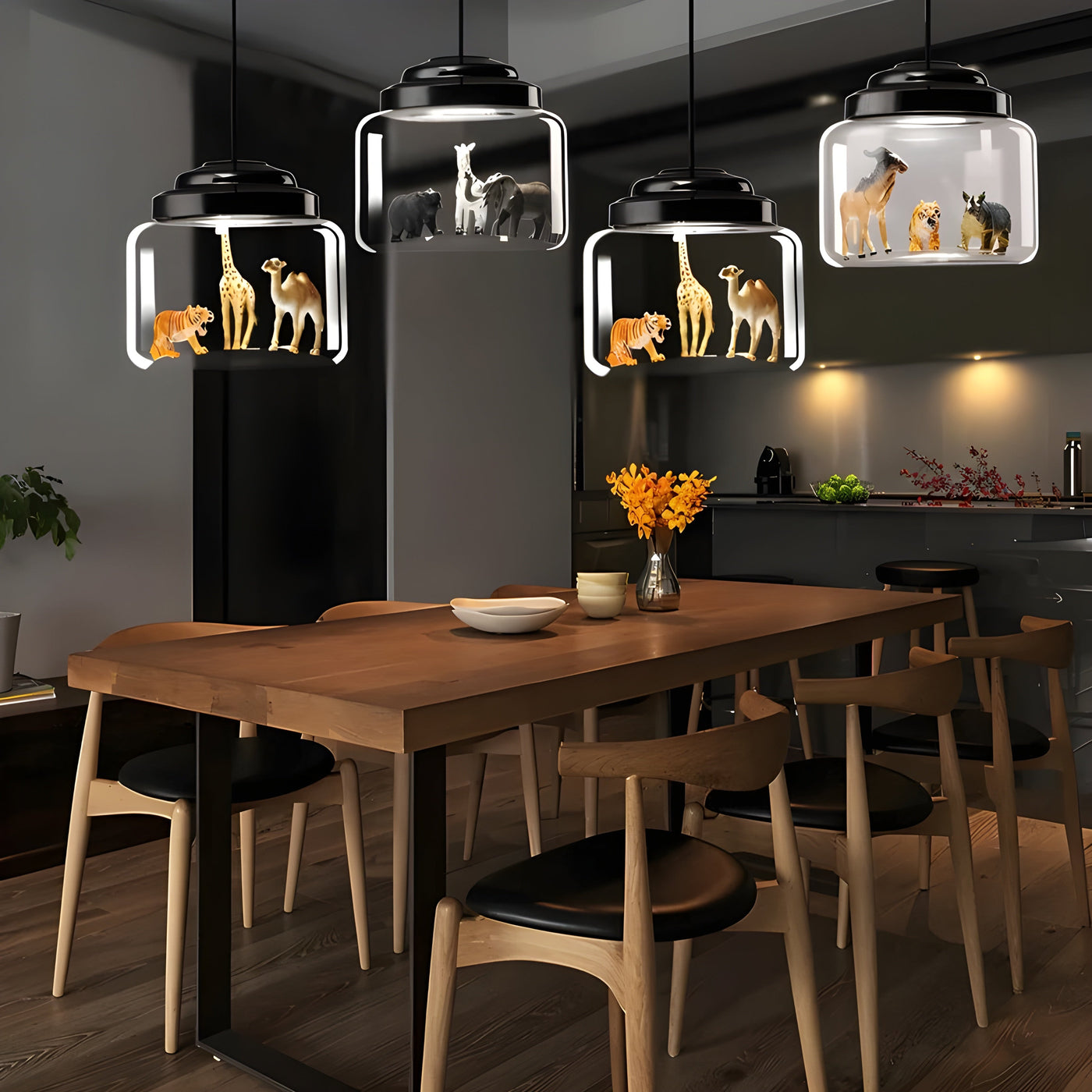 GlassyGleam Light - Moderne Zoo Glas Pendelleuchte