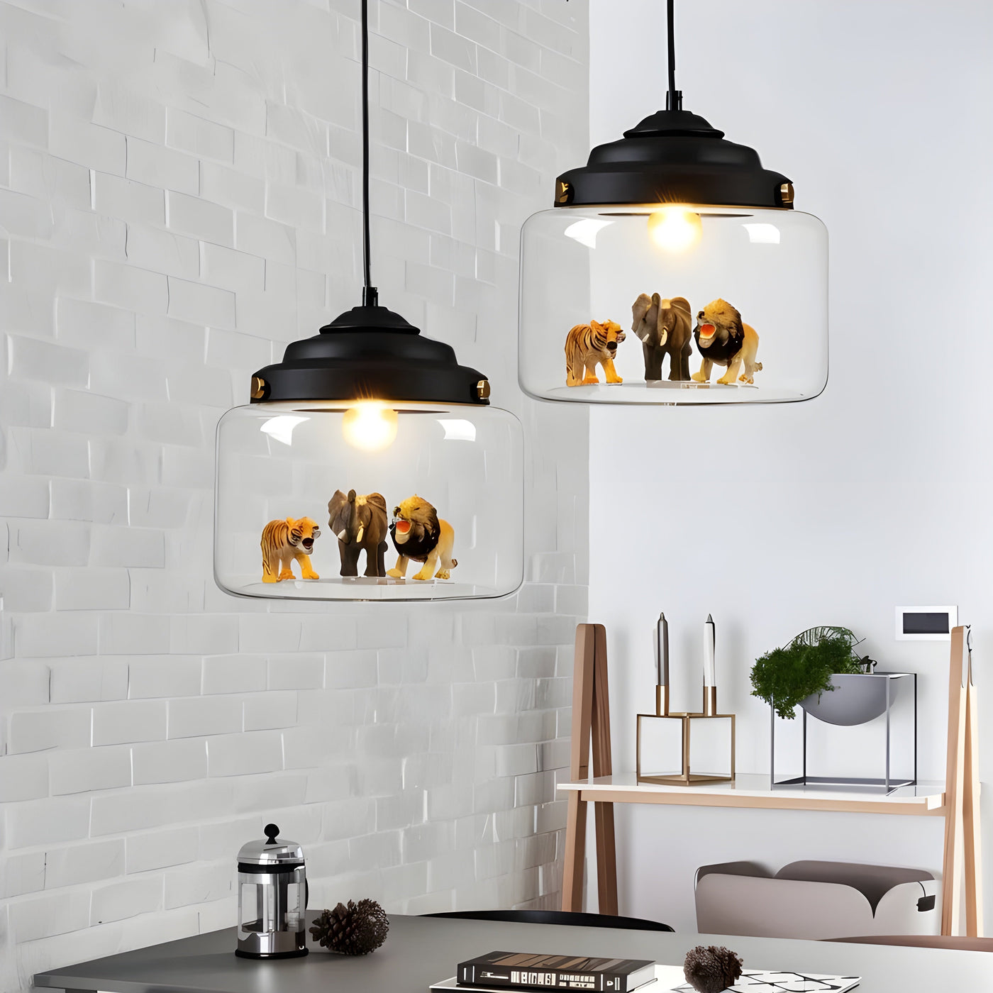 GlassyGleam Light - Moderne Zoo Glas Pendelleuchte