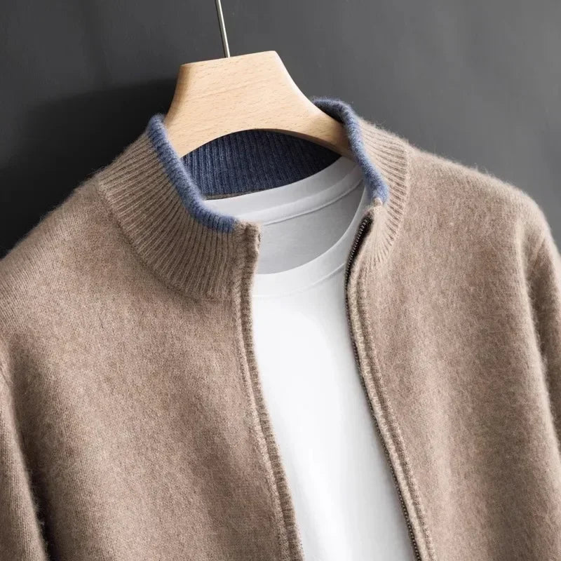Reißverschluss Strickjacke Für Herren | Minimalistischer Stil Mit Stehkragen