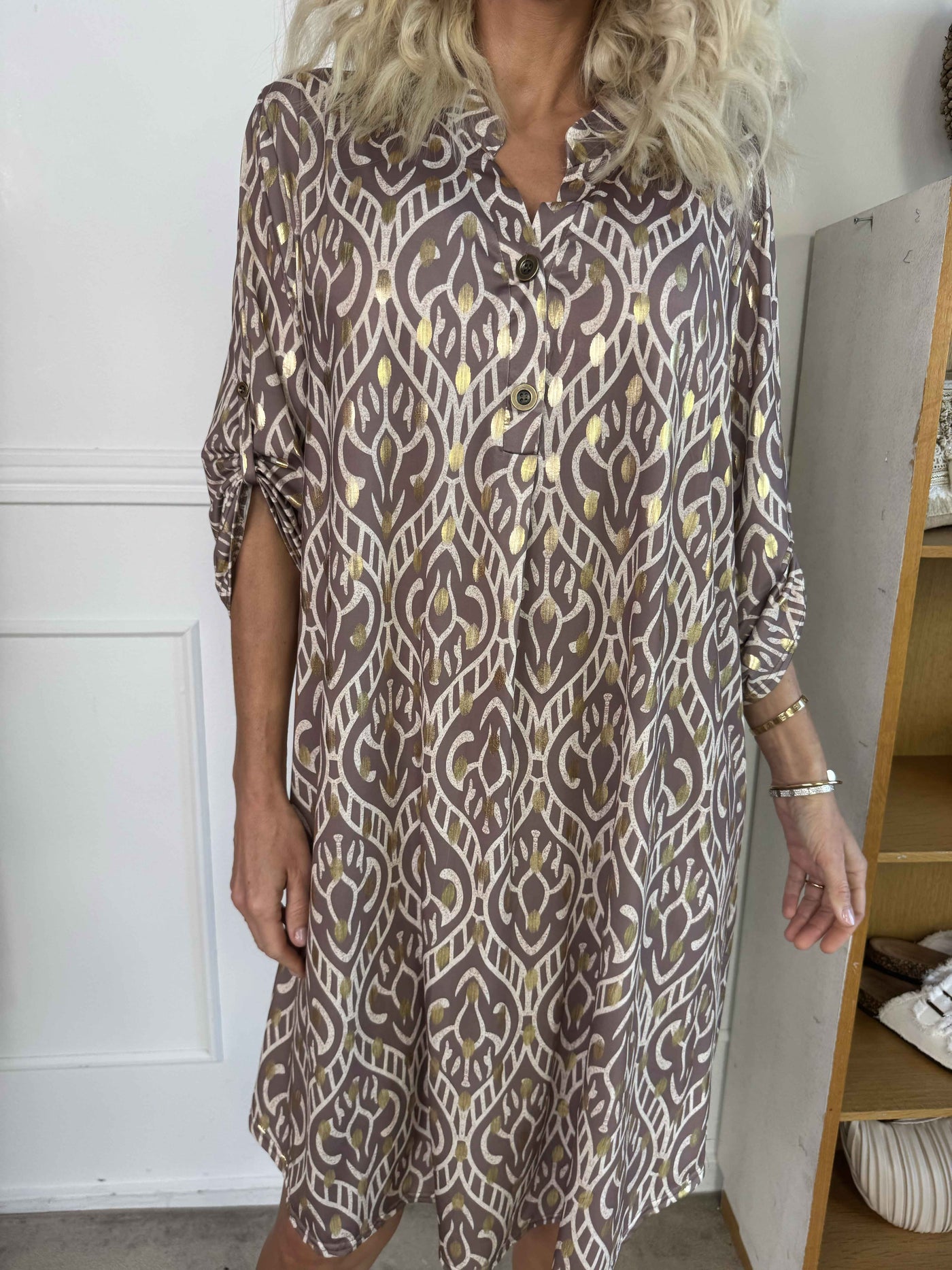 Umbrienne | Boho Maxikleid mit Goldakzenten