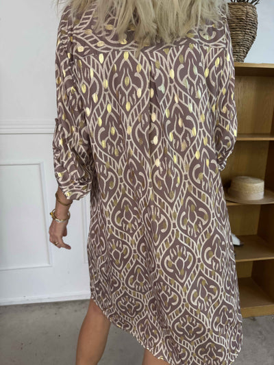 Umbrienne | Boho Maxikleid mit Goldakzenten