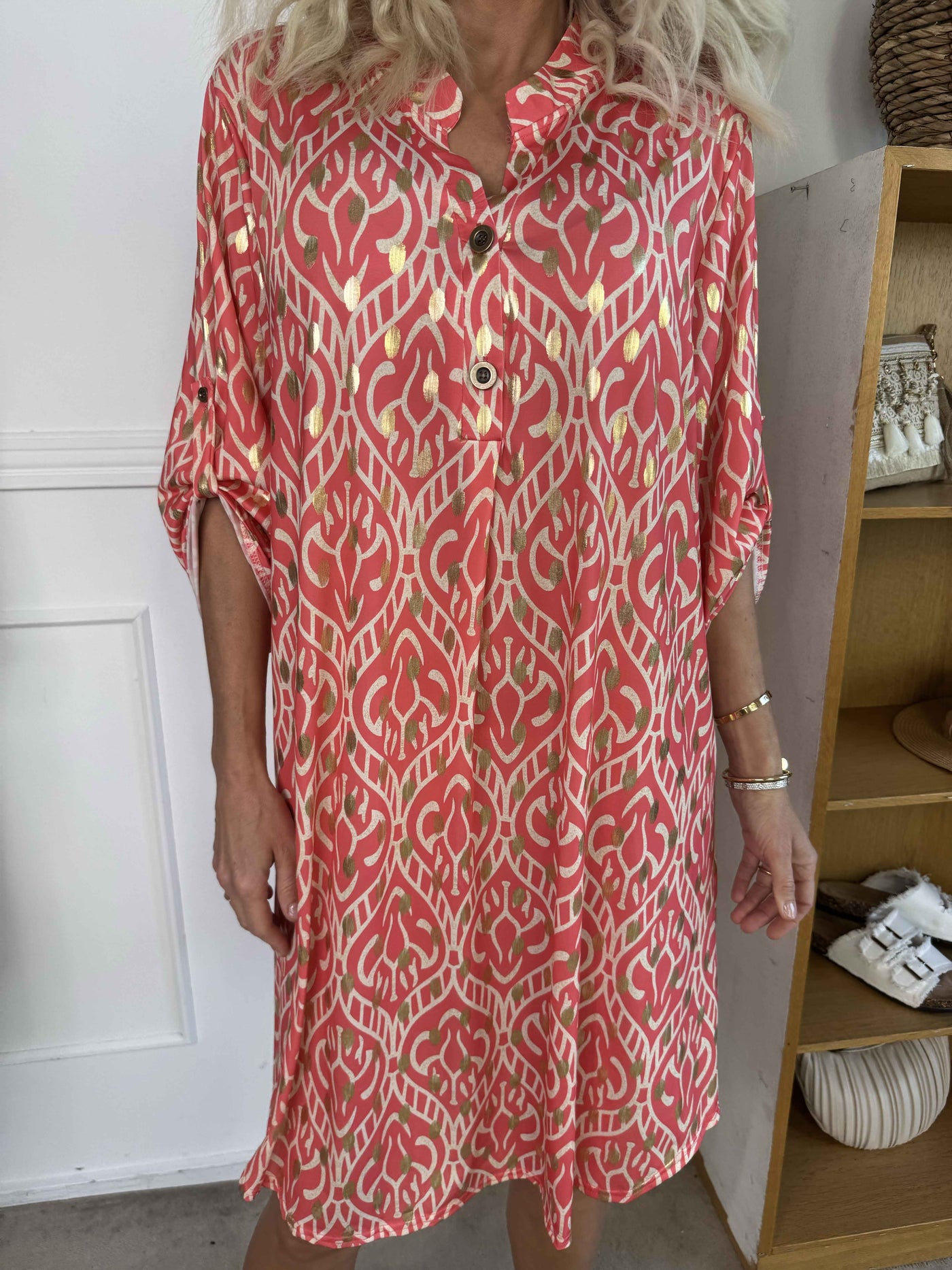 Umbrienne | Boho Maxikleid mit Goldakzenten