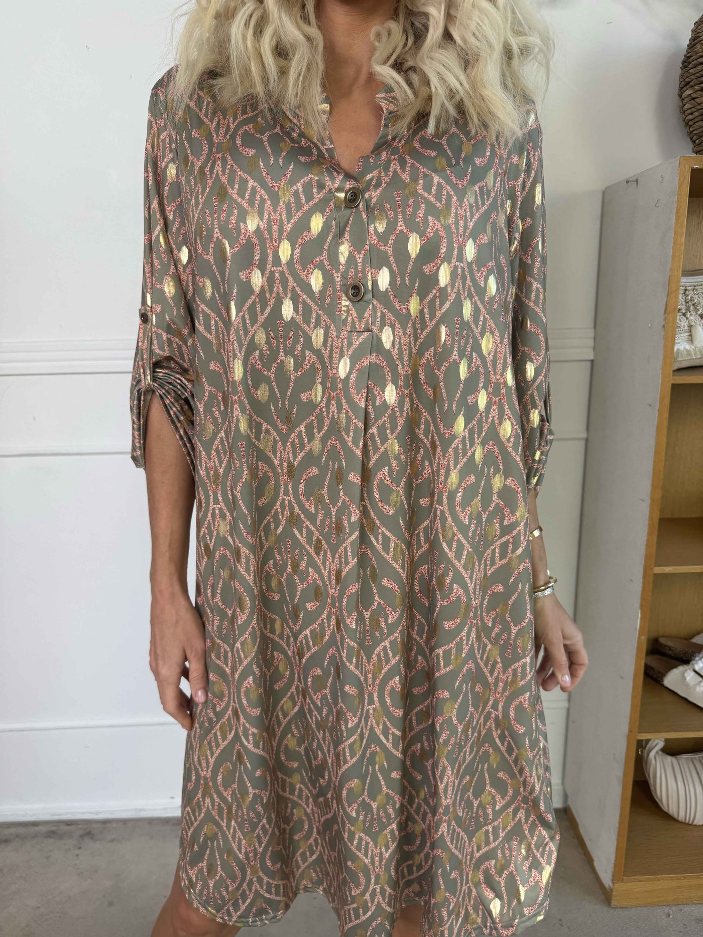 Umbrienne | Boho Maxikleid mit Goldakzenten