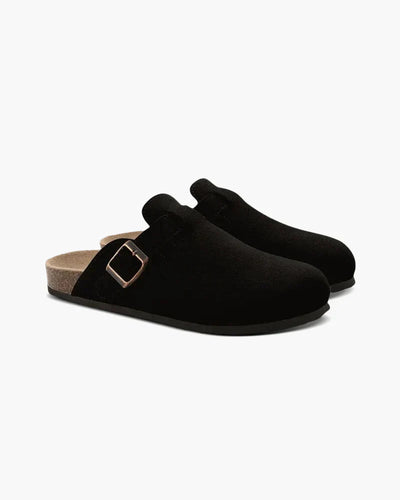 Brand & Belle | Alte Geld Suede Clogs