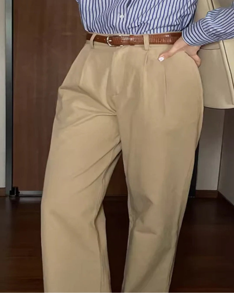 Ava | Plissiert High-Waist Baggy-Hosen mit Gürtel