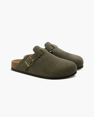 Brand & Belle | Alte Geld Suede Clogs