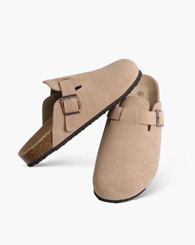 Brand & Belle | Alte Geld Suede Clogs