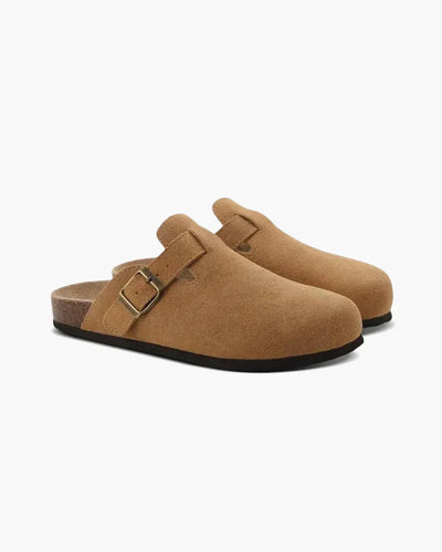 Brand & Belle | Alte Geld Suede Clogs
