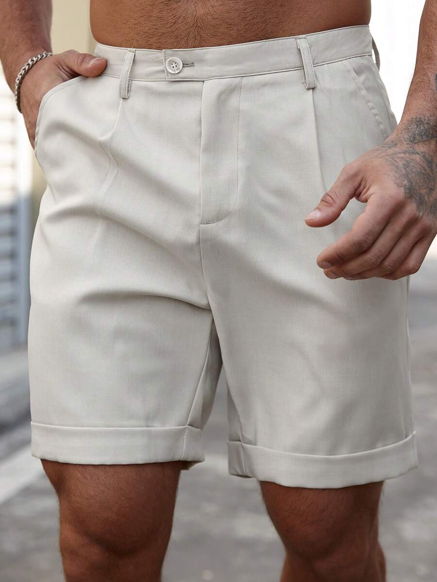 Isidor – Einfarbige Herren Shorts Mit Knopf Und Tasche
