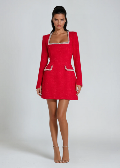 Brandt & Belle | Langärmliges Mini-Kleid mit quadratischem Ausschnitt