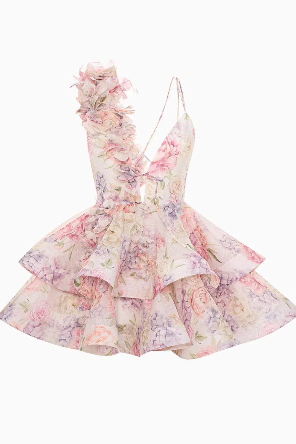 Isabella - Minikleid mit 3D-Blume und Gaze-Rüschen