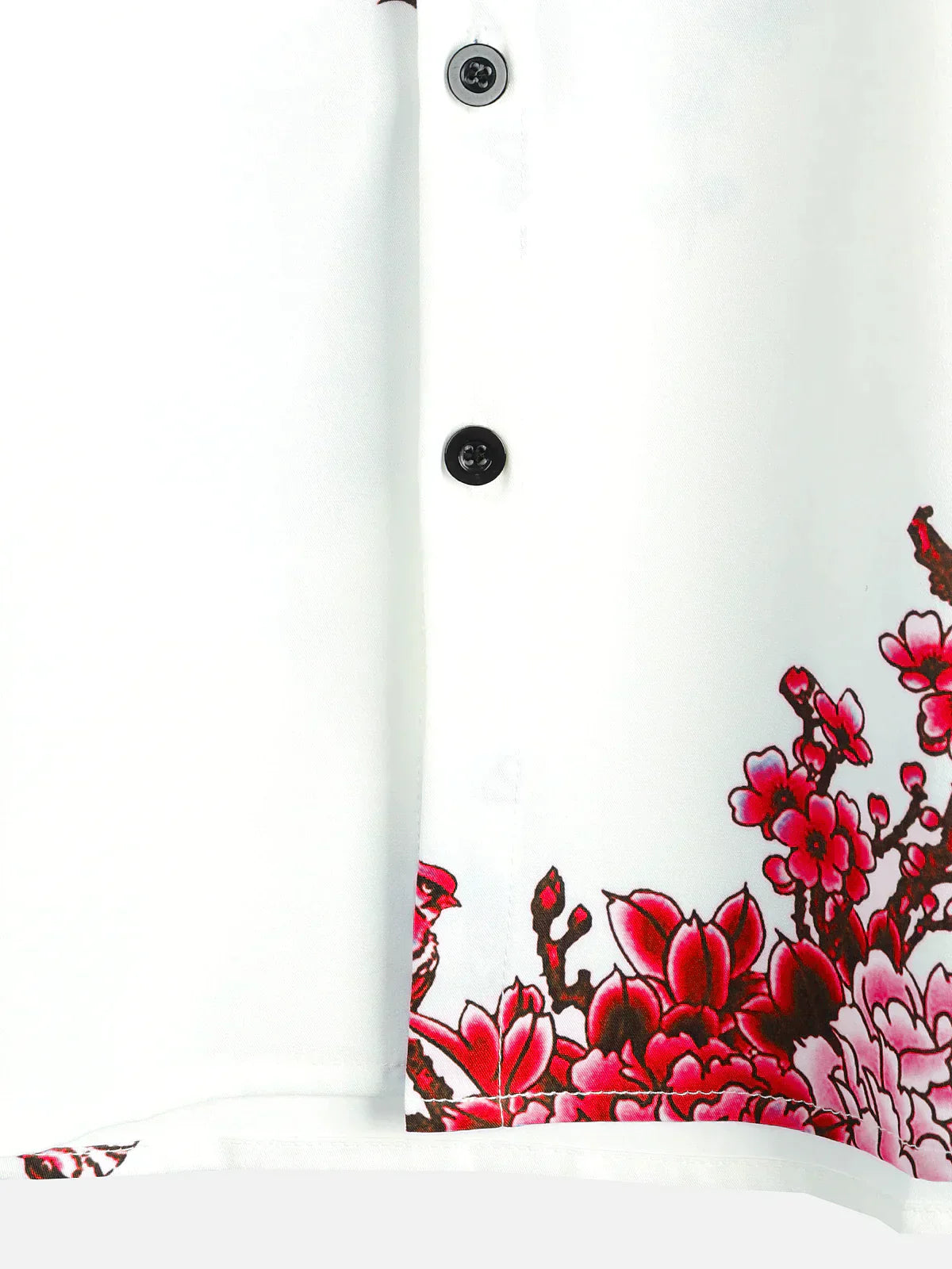 Jörg - Kurze Ärmel Weiß Floral bedrucktes Sommerhemd