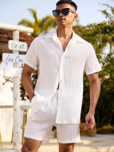 Jörg – Herren Sommer Set Einfarbig Kurzarmhemd Und Shorts