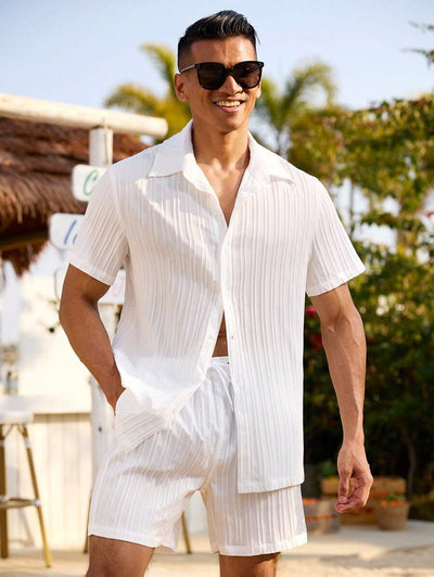 Jörg – Herren Sommer Set Einfarbig Kurzarmhemd Und Shorts