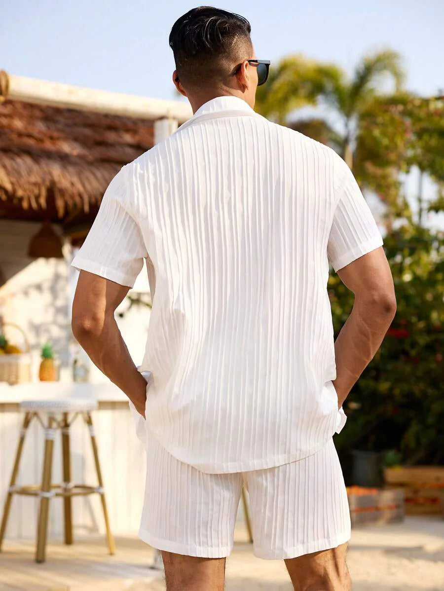 Jörg – Herren Sommer Set Einfarbig Kurzarmhemd Und Shorts