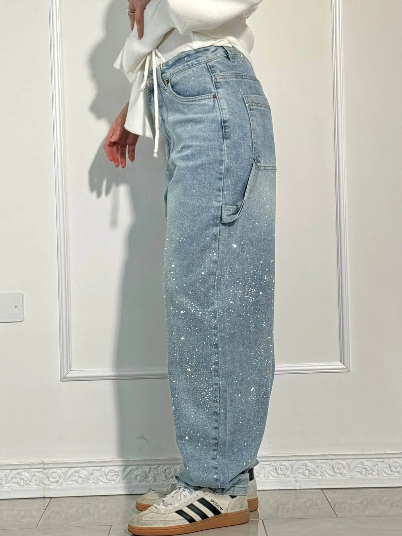 Vida | Statement-Jeans mit funkelnden Diamanten