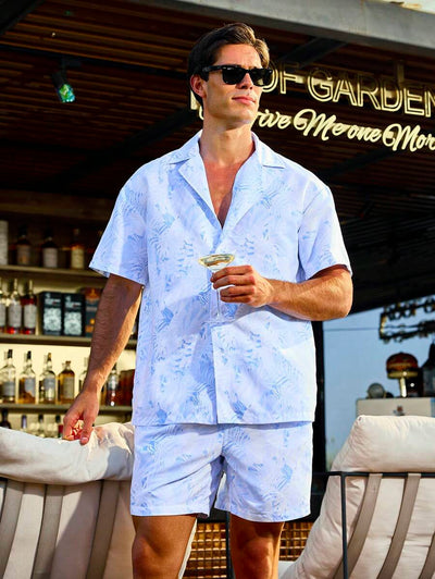 Johann – Herren Set Mit Pflanzenhemd Und Shorts Strandurlaub