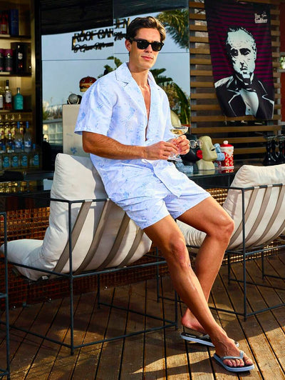 Johann – Herren Set Mit Pflanzenhemd Und Shorts Strandurlaub