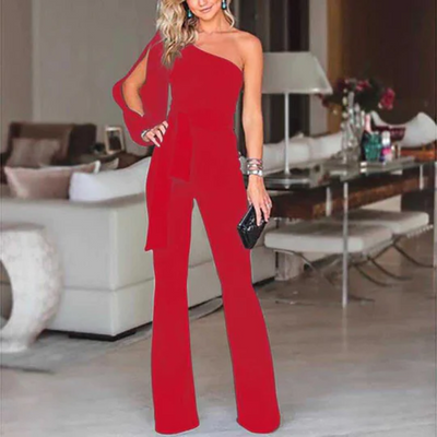 Asymmetrischer Jumpsuit mit Gürtel für Damen