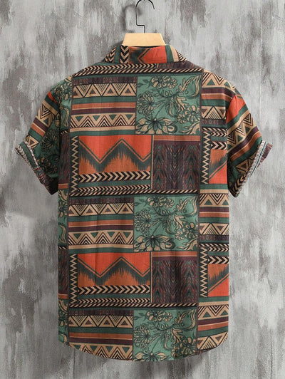 Kai – Herren Boho Hemd Geometrisch Bunt Kurzarm Modern