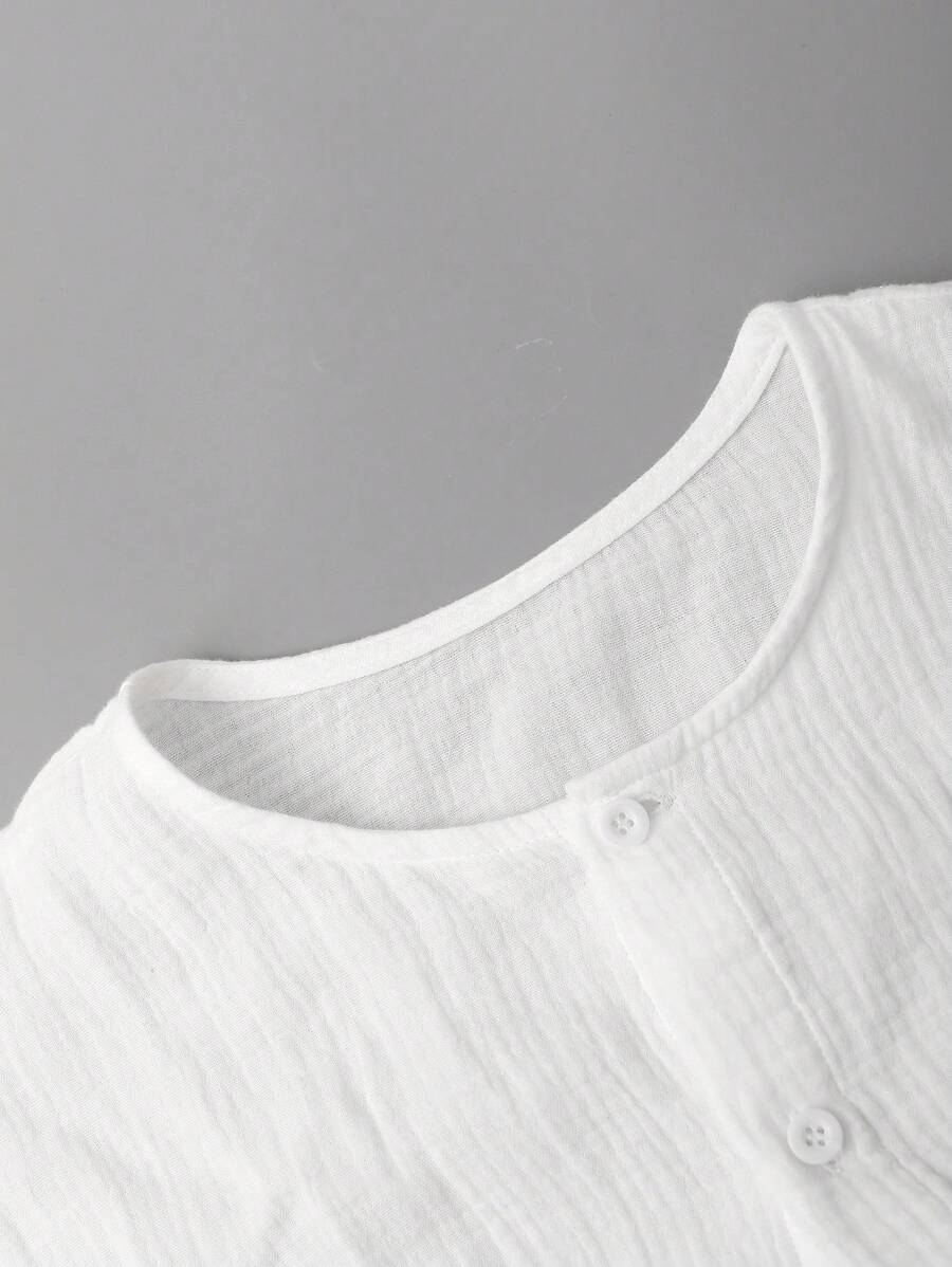 Kevin – Herren Einfarbiges Kurzarmhemd Mit Knopfleiste Basic