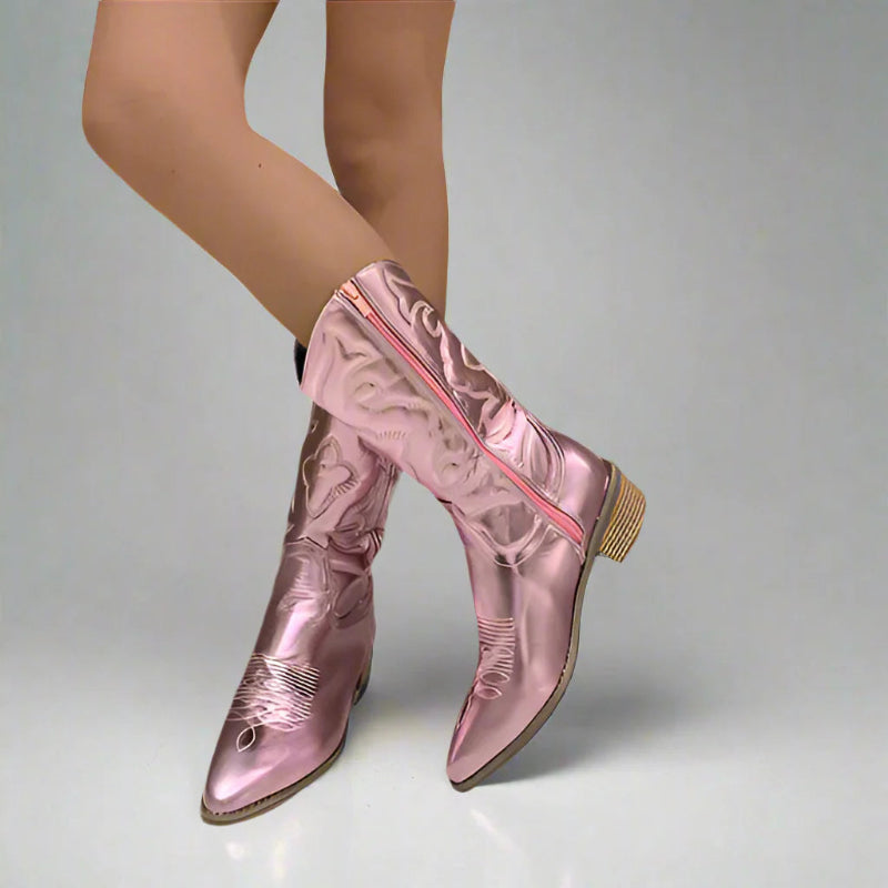 Klassische Damen-Cowboystiefel aus Leder – Elegantes Design für Jeden Anlass