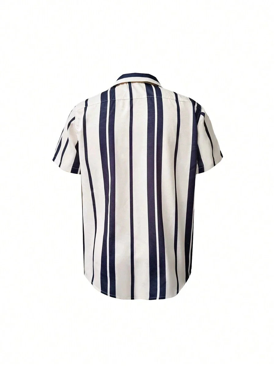Konrad – Herren Gestreiftes Kurzarmhemd Für Frühling Und Urlaub