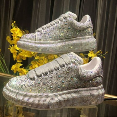Lauren- Glitzernde Sneaker mit Kristallverzierungen
